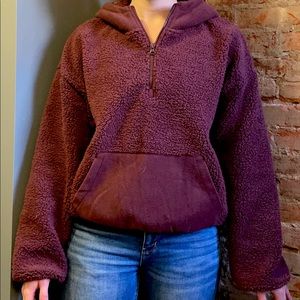 Maroon Sherpa hoodie. NWT